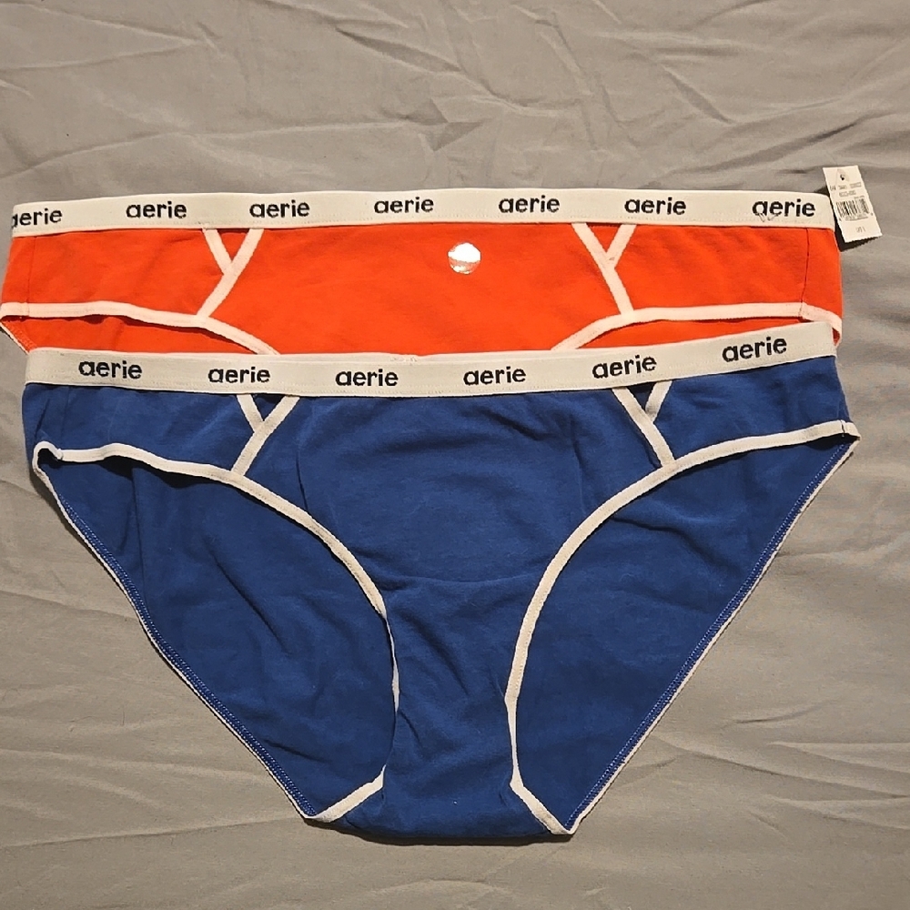 Aerie Blue and Orange Panties Set with Elastic Waistband